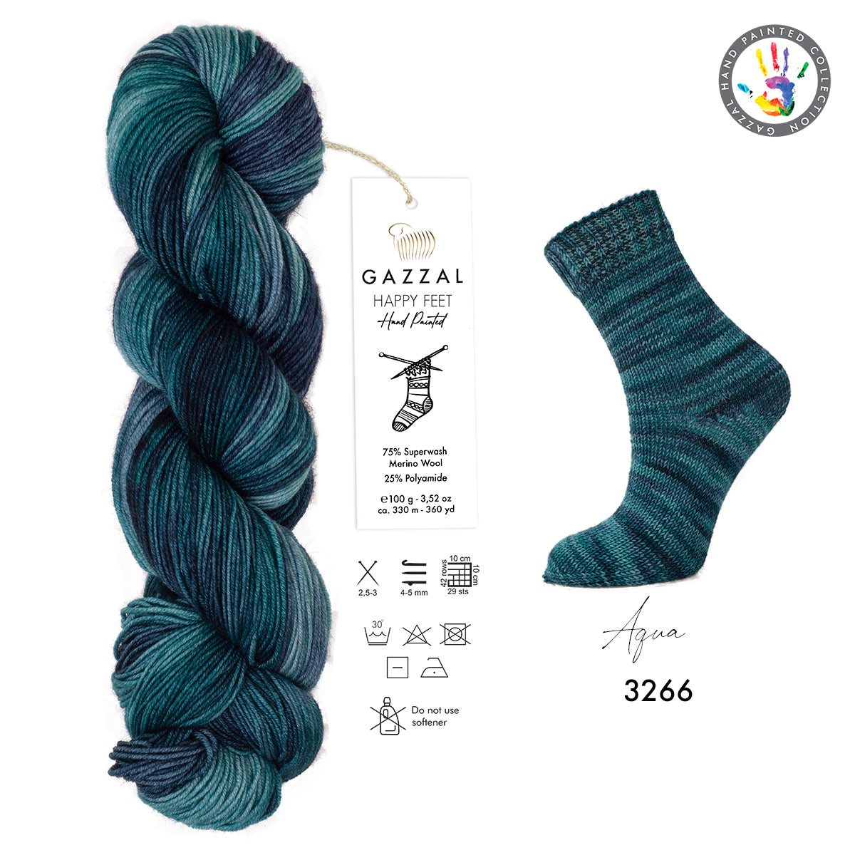 Zeķu dzija merino Happy Feet Gazzal 100g 330m