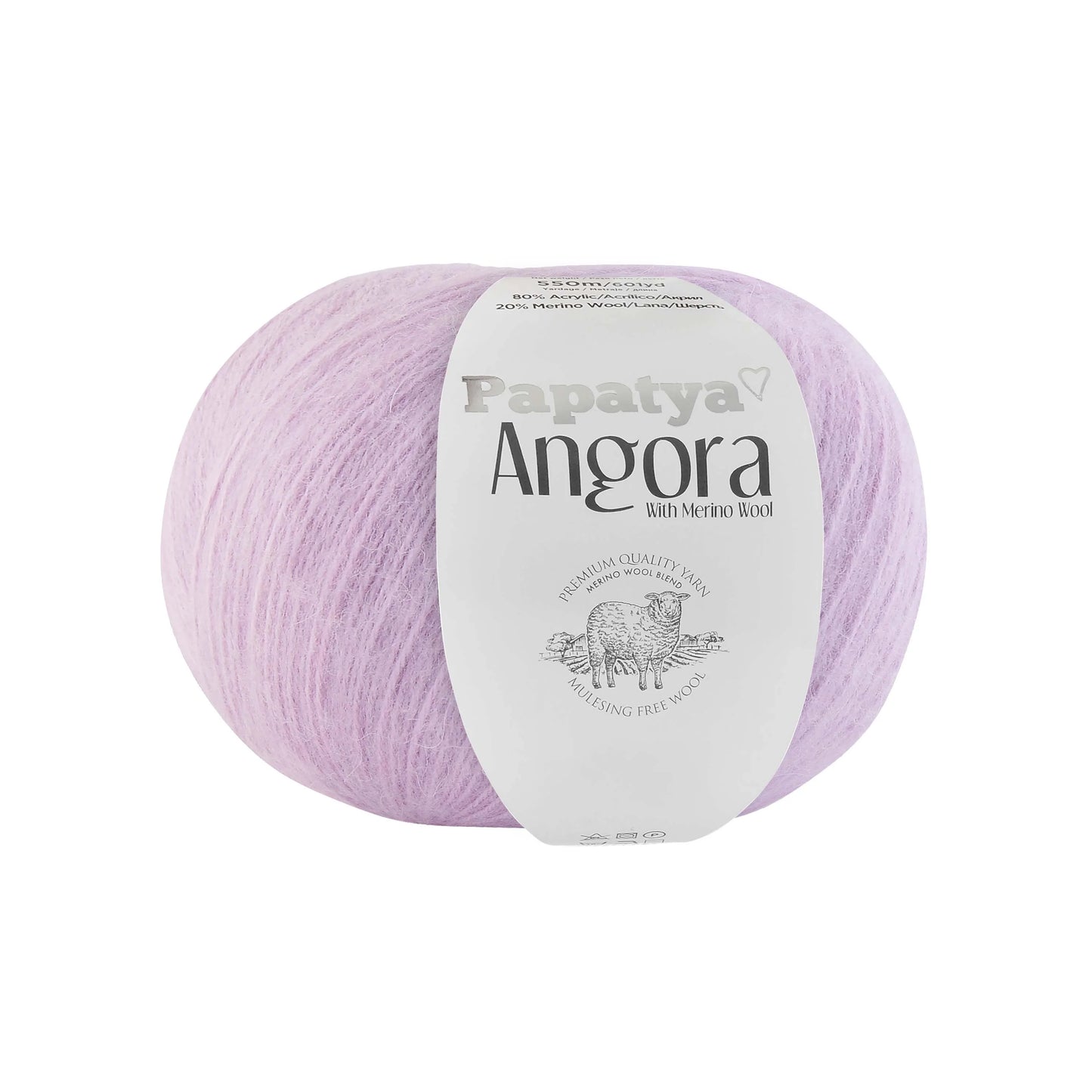 Angora un merino vilnas dzija Angora Papatya  100g 550m