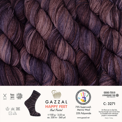 Zeķu dzija merino Happy Feet Gazzal 100g 330m