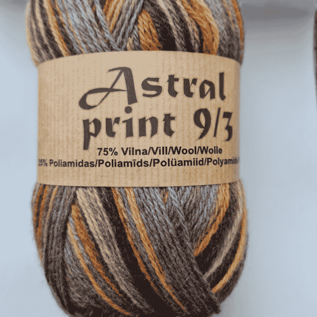 Zeķu dzija Astral print 9/3 100g 300m